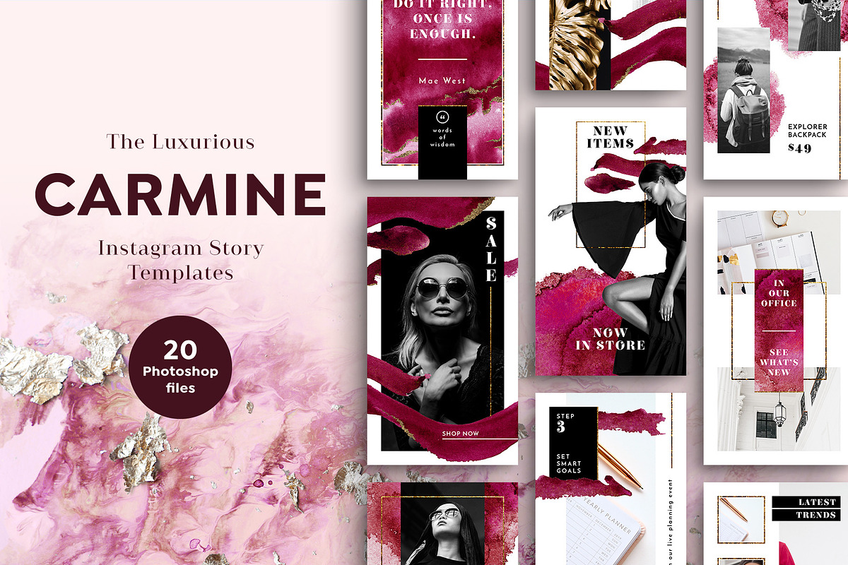 CARMINE Instagram Story Templates, a Social Media Template by Vintage To Vectors (Photo 1 of 3)