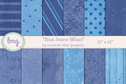 Blue Jean Digital Scrapbook Papers, a Pattern Graphic by Lavender Mint Graphics (Thumbnail 1 of 5)