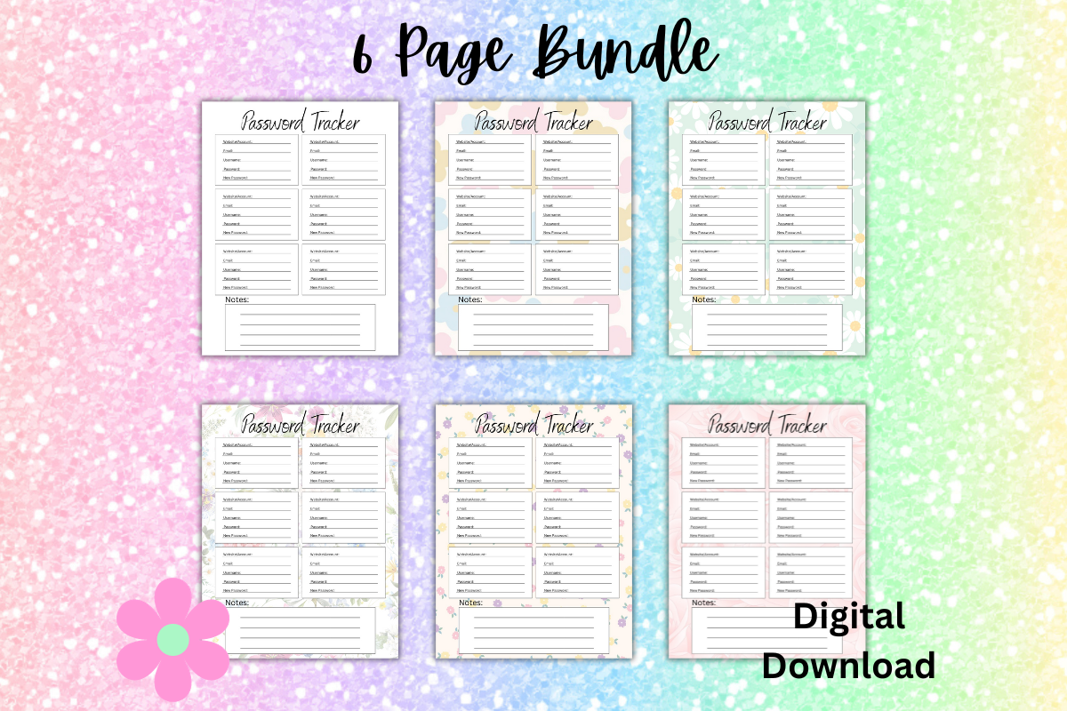 Password Tracker Printable PNG, a Stationery Template by Pixels N Bows (Photo 2 of 3)