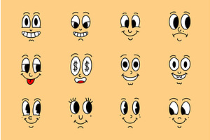 Colorful cartoon faces with funny, an Object Illustration by GraphiShop