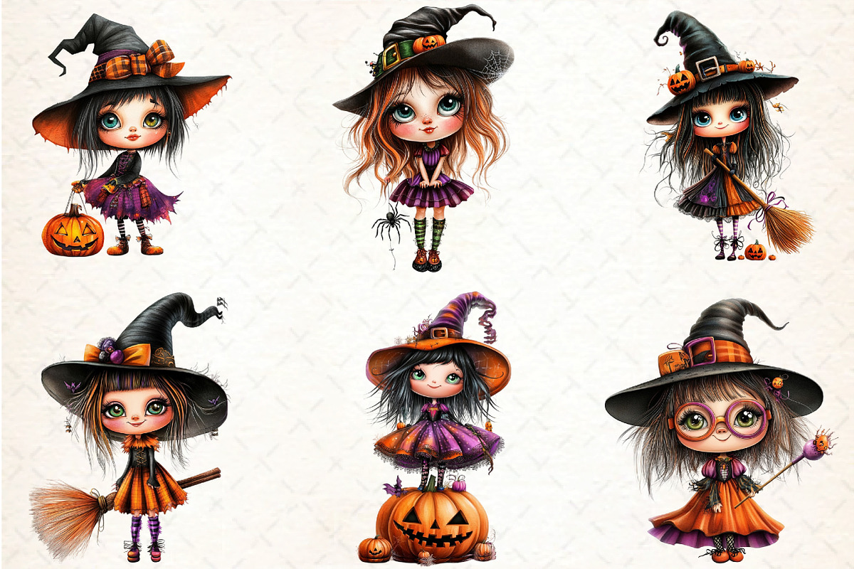 Quirky Halloween Witch Clipart, an Illustration by DreamCafeArt (Photo 7 of 8)
