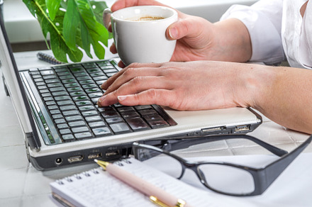 Girl typing on a laptop, a Business Photo by Rimma