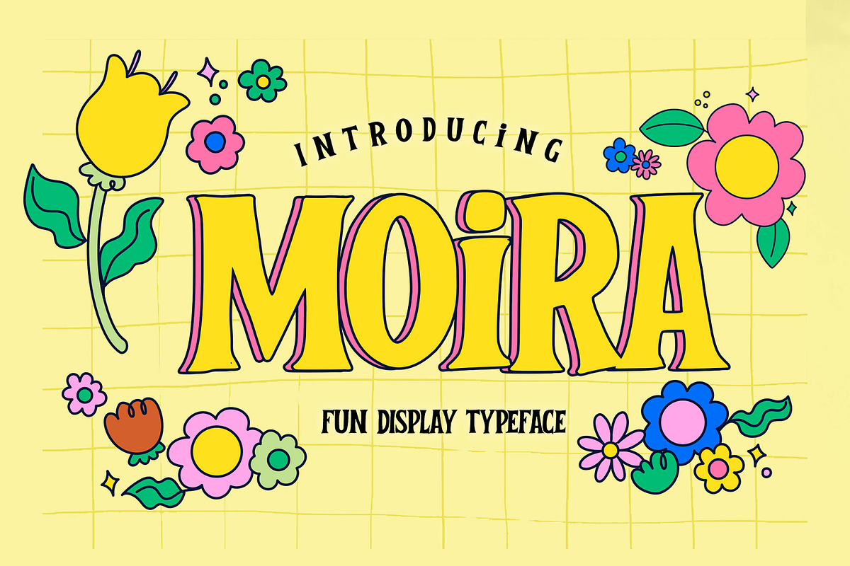 MOIRA - Fun Display Typeface, a Font by Gassstype (Photo 1 of 8)