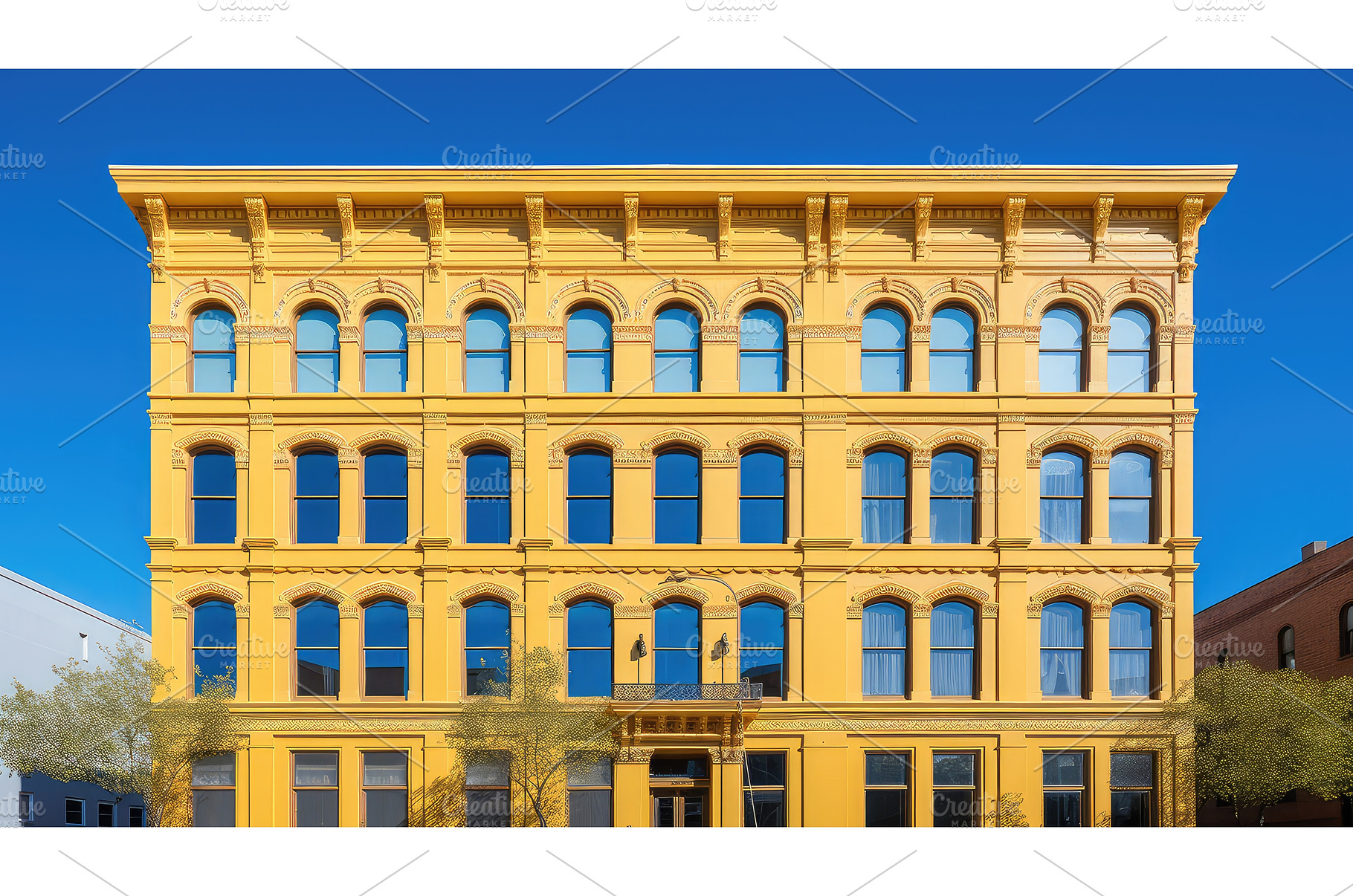 structure yellow building ai, an Architecture Photo by pikepicture