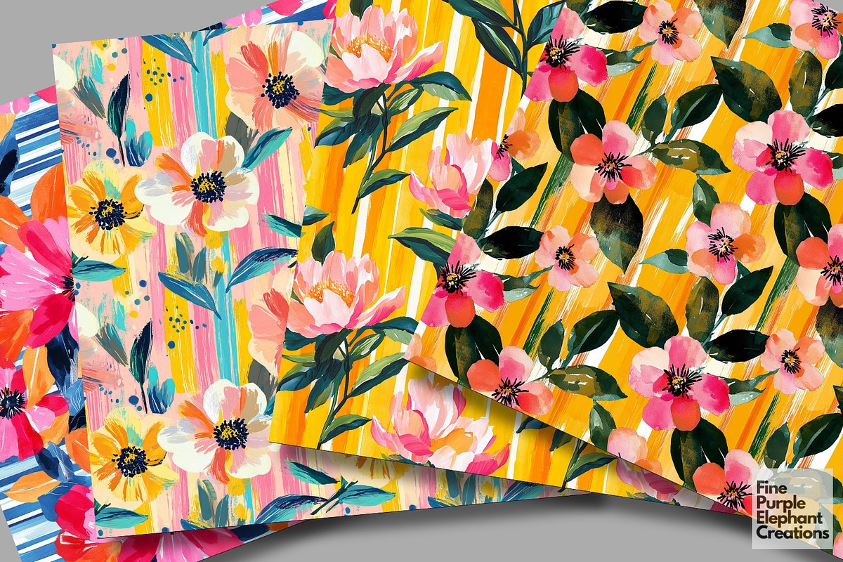 Tropical Summer Flowers Bold, a Pattern Graphic by Fine Purple Elephant (Photo 3 of 5)