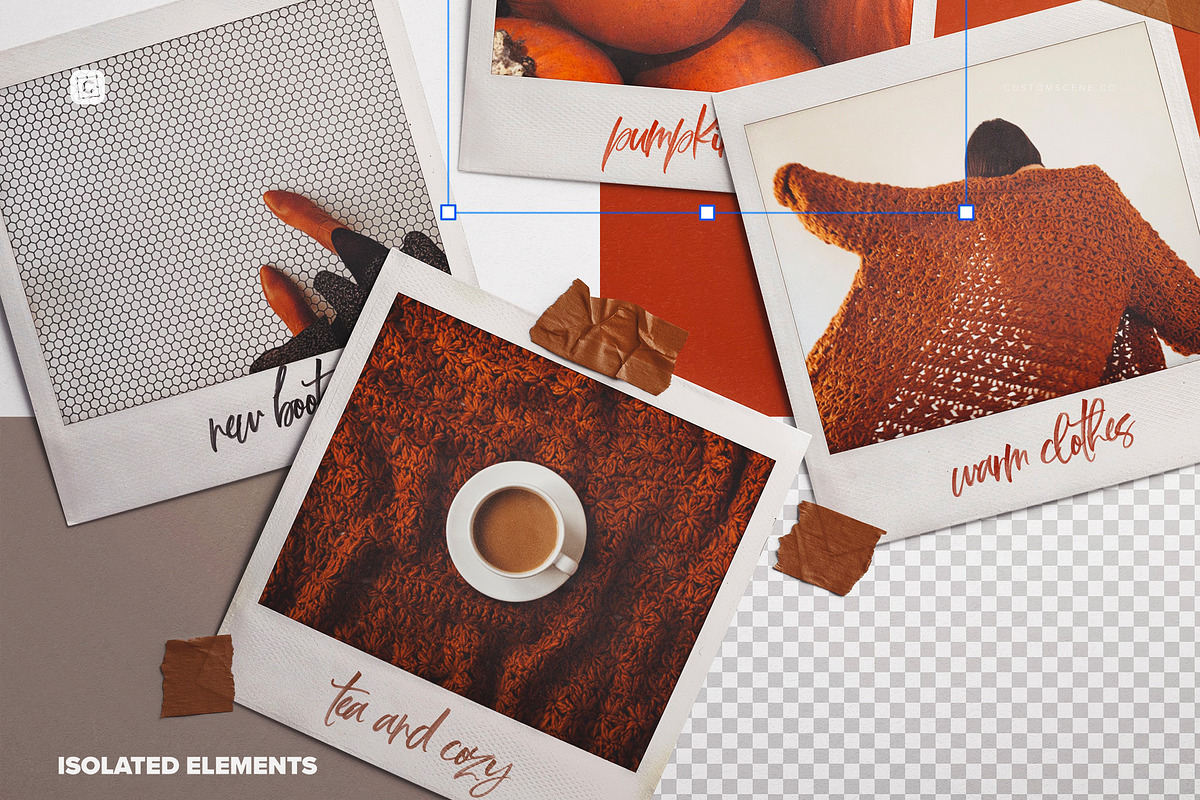 5 Instant Photos With Tape Mockup, a Product Mockup by Custom Scene (Photo 4 of 8)
