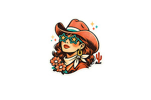 Retro Cowgirl Wall Art Western Woman