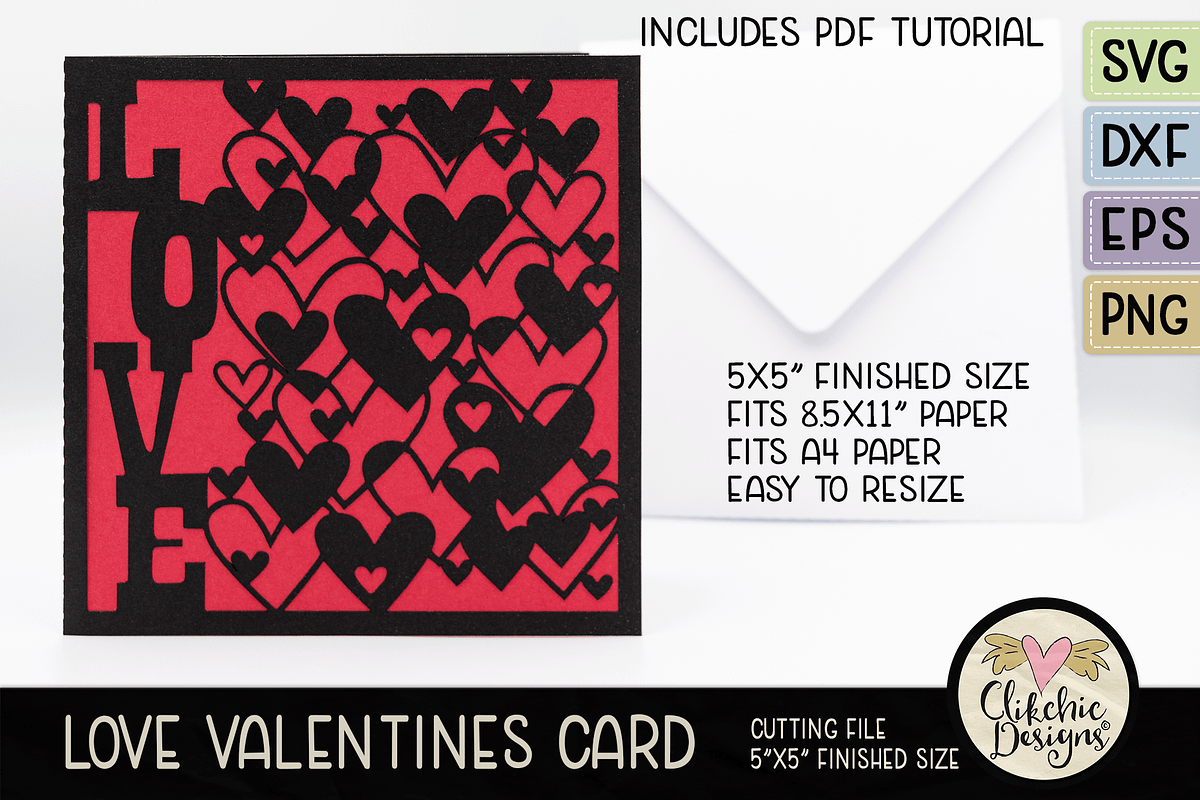 Love Valentines SVG Card Tempate, an Invitation Template by Clikchic Designs (Photo 2 of 5)