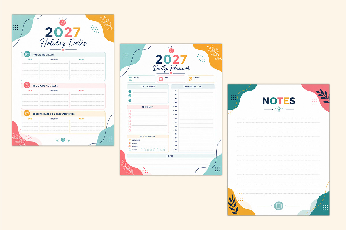 2027 Daily Planner, a Stationery Template by Shumaya (Photo 4 of 4)