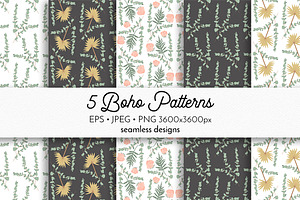 Eucalyptus - Boho Seamless Patterns