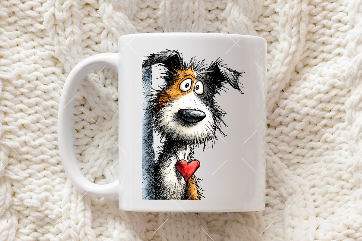 Funny Valentine's Peeking Dog Clipar, an Illustration by OK Design (Photo 6 of 6)