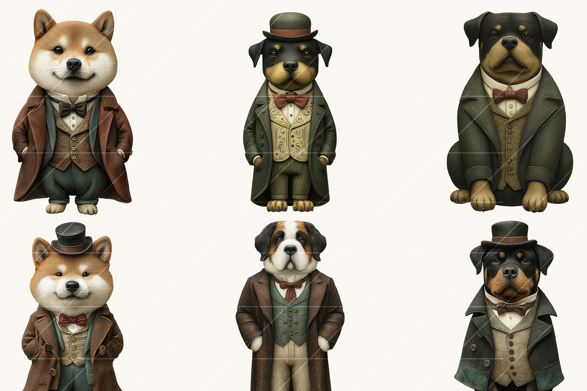 Vintage Dogs Clipart Bundle, an Animal Illustration by Design Scotch (Photo 4 of 8)