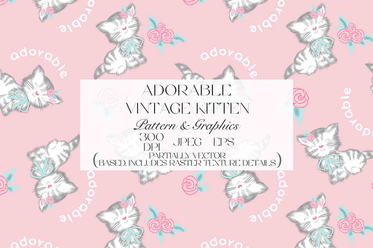 Adorable Kitten Seamless Pattern, a Pattern Graphic by StudioGlouna (Photo 1 of 5)