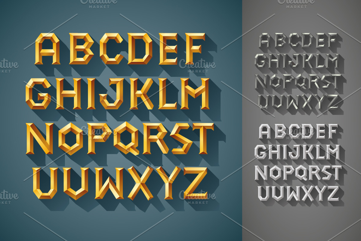 3D Font Set. Gold, wood, silver, an Object Graphic by Artha Design Studio (Photo 2 of 4)