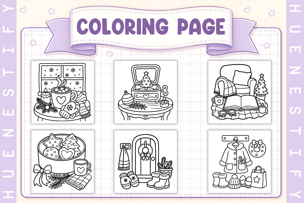 Christmas Little Thing Coloring Book, a Seasonal Illustration by HueNestify (Photo 3 of 4)