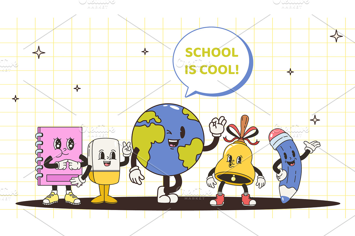 Back to school banner. Groovy, an Object Illustration by Valerie Bodnar
