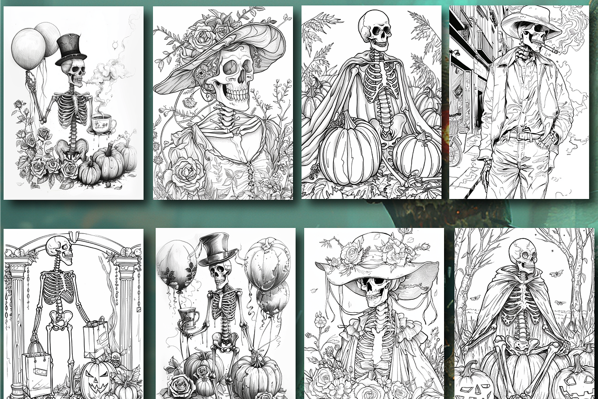 Halloween Skeleton Coloring Book, an Animal Illustration by Printable Design Store (Photo 4 of 7)