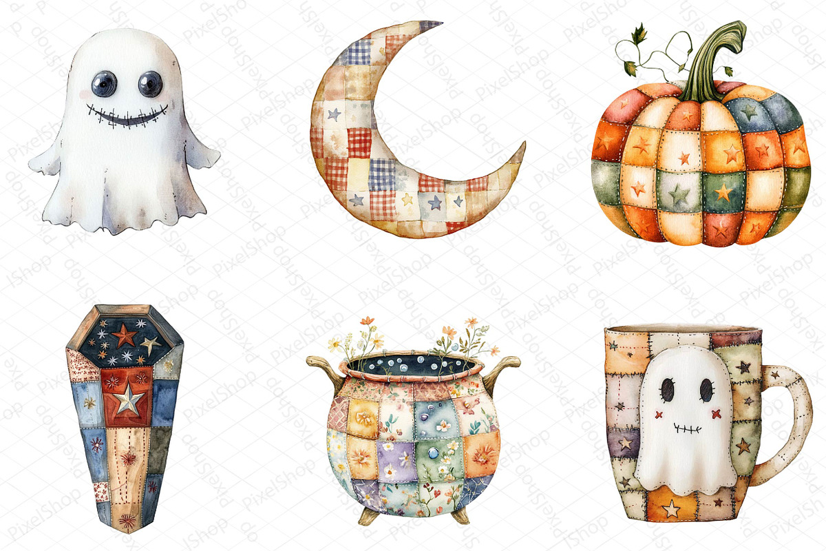 Halloween Patchwork Clipart Png, an Illustration by DreamPrint404 (Photo 5 of 5)