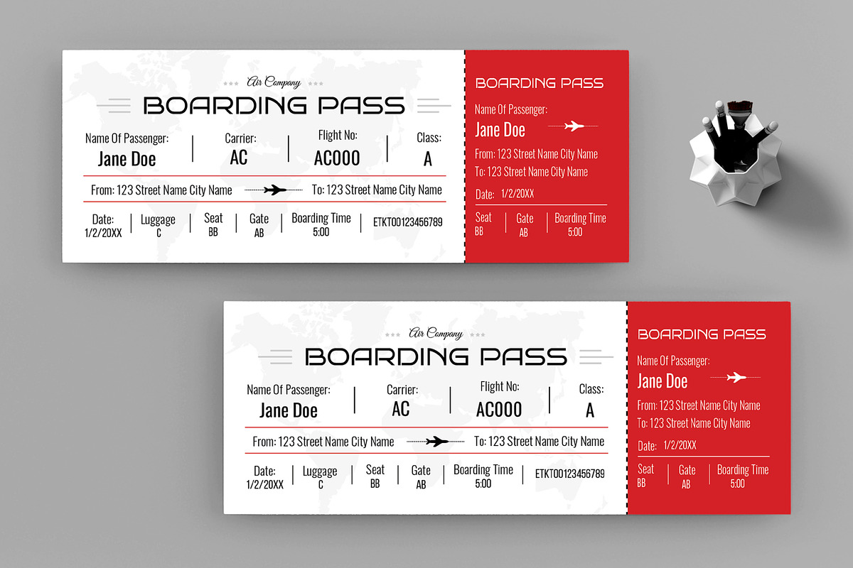 Boarding Pass Flight Ticket, a Stationery Template by ContestDesign (Photo 2 of 3)