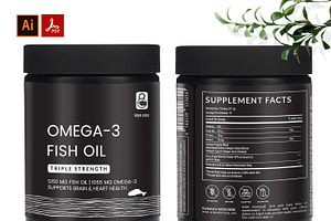 Black Omega Fish Oil Label Template