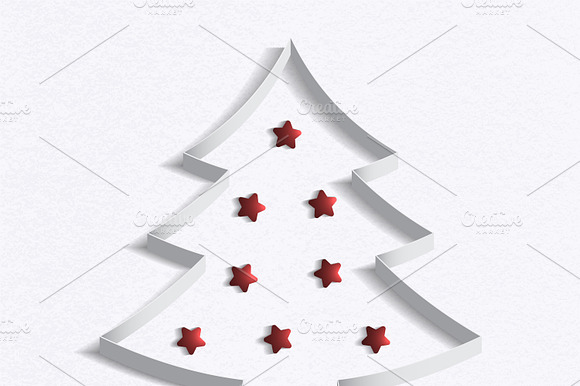Christmas tree made ​​of white paper preview 2
