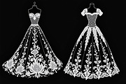 Wedding Dress Vector Pack, an Illustration by Gaye Art (Thumbnail 11 of 21)