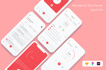Pomodoro & Task Planner App UI Kit, an App Template by Betush