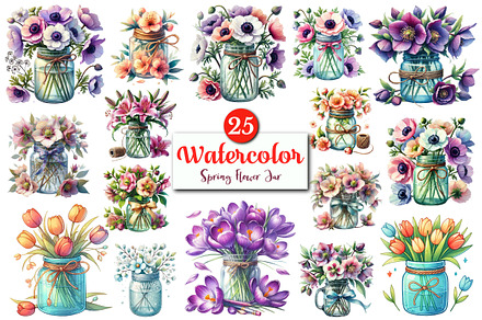 Watercolor Spring Flower Jar PNG, a Graphic by CitraGraphics