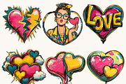 Pop Art Valentine Clipart Set, a Seasonal Illustration by Design Scotch (Thumbnail 2 of 9)