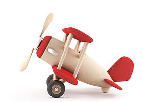 Low Poly Wooden Toy Airplane