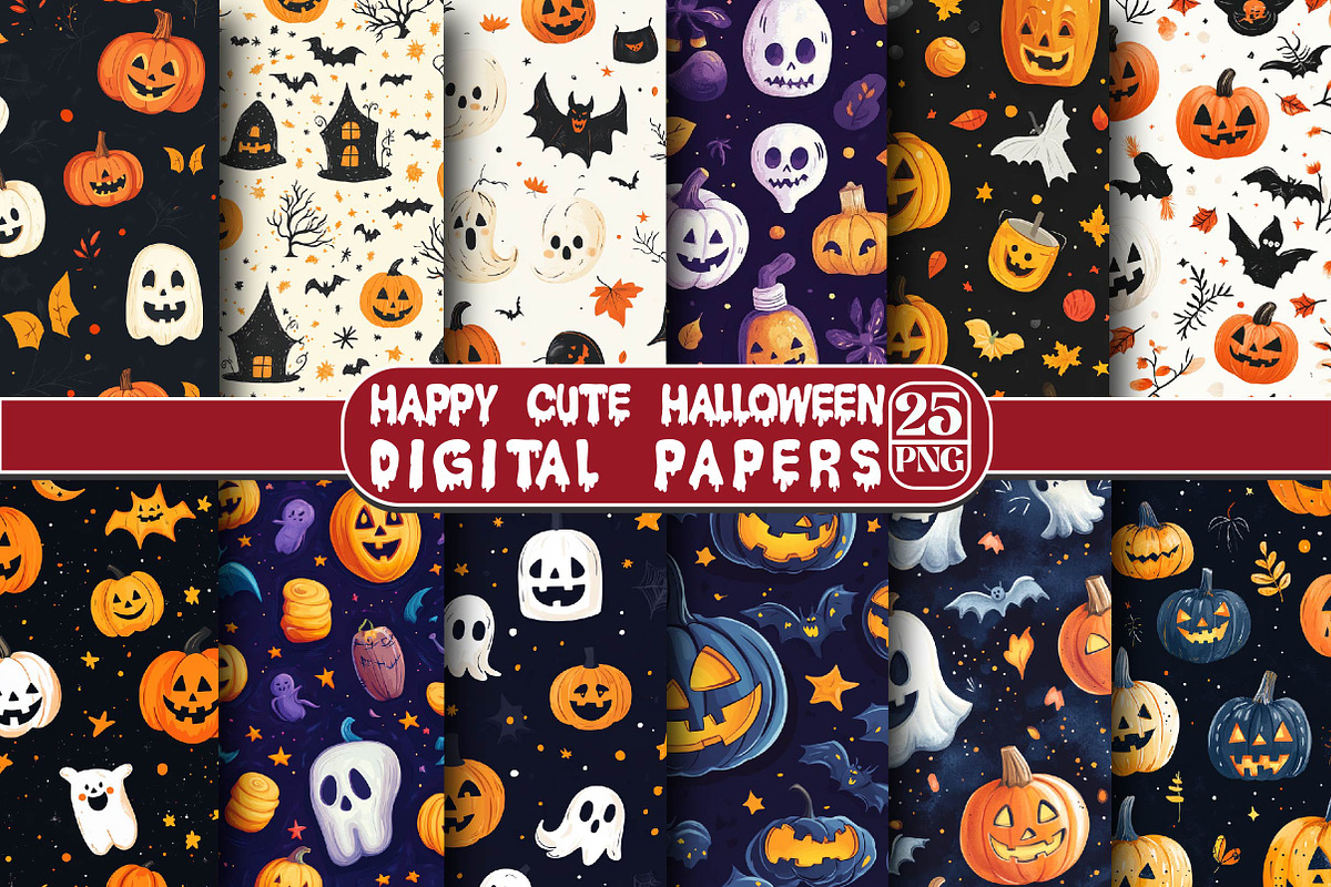 Happy Cute Halloween Seamless Patter, an Illustration by DreamPrint404 (Photo 1 of 4)