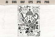 Stencil Vintage Teapot, an Object Illustration by MARYCRAFTIRIA (Thumbnail 1 of 3)