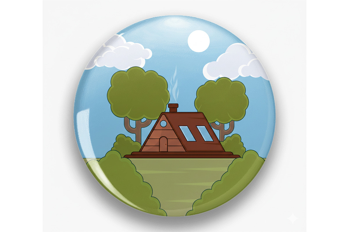 wooden cabin building landscaped, a Decorative Illustration by zyxroun shop (Photo 2 of 3)