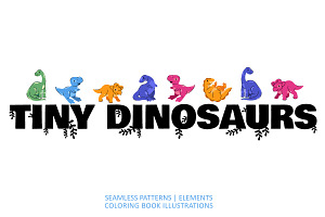 Tiny Dinosaurs - Patterns & Pages, an Animal Illustration by Cherrygeuse