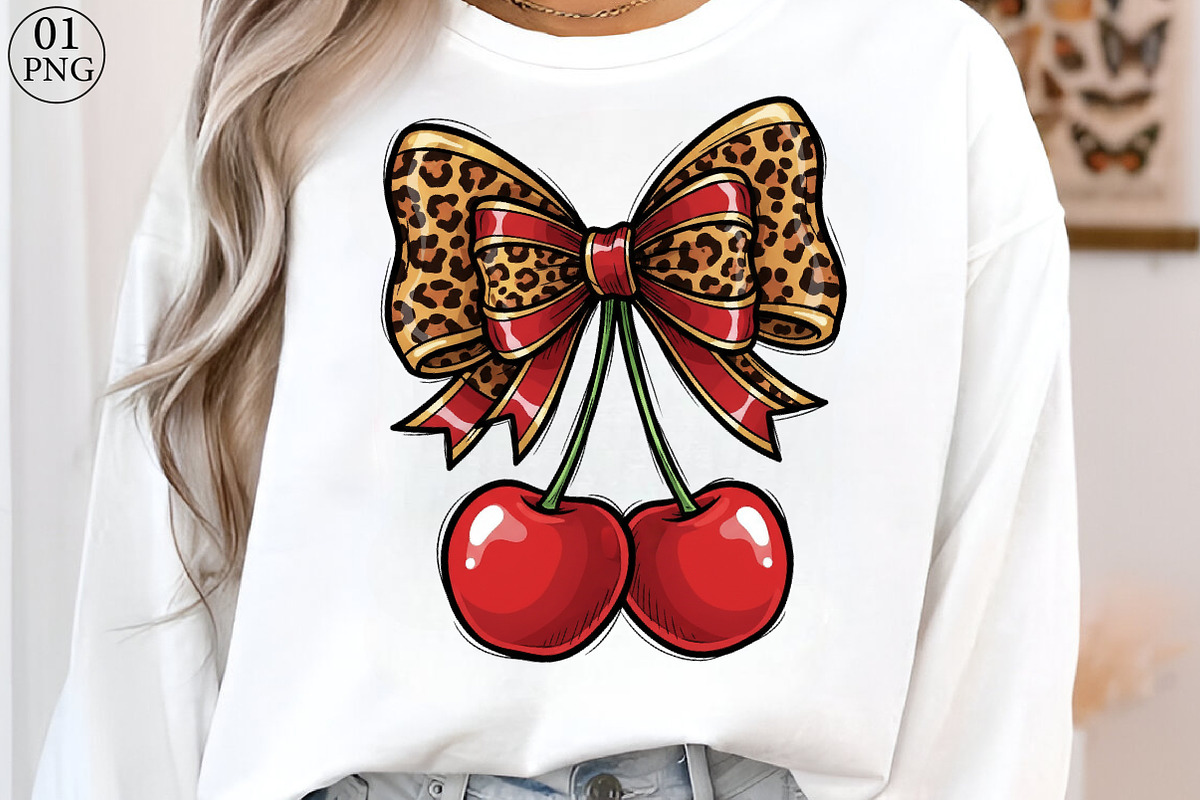 Cherry Leopard Coquette Bow Png, an Illustration by Libby Wishes (Photo 1 of 8)