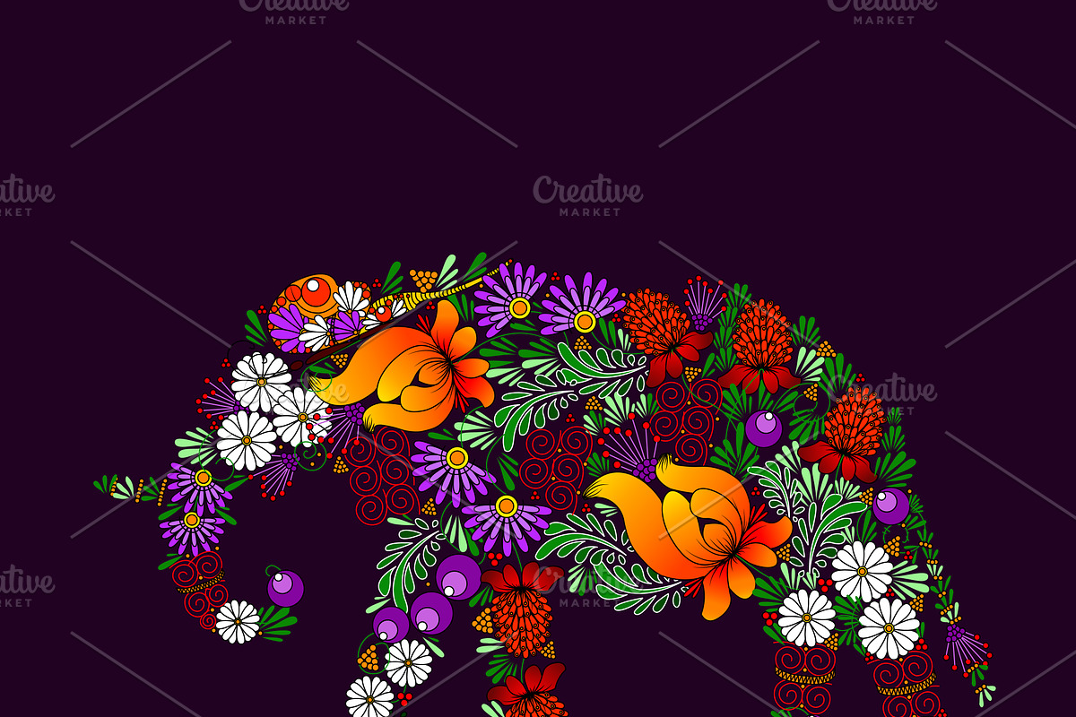 Elephant.Ukrainian traditional, a Decorative Illustration by OS