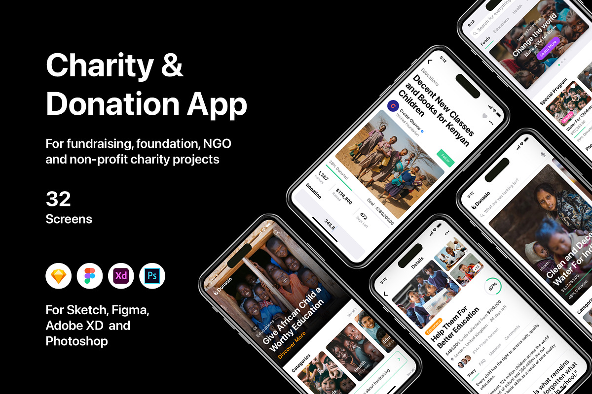 Charity & Donation App, an UI Kit Template by flr.24 (Photo 1 of 2)