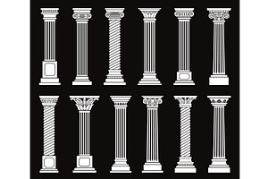 Antique columns silhouettes. Ancient, an Object Illustration by YummyBuum