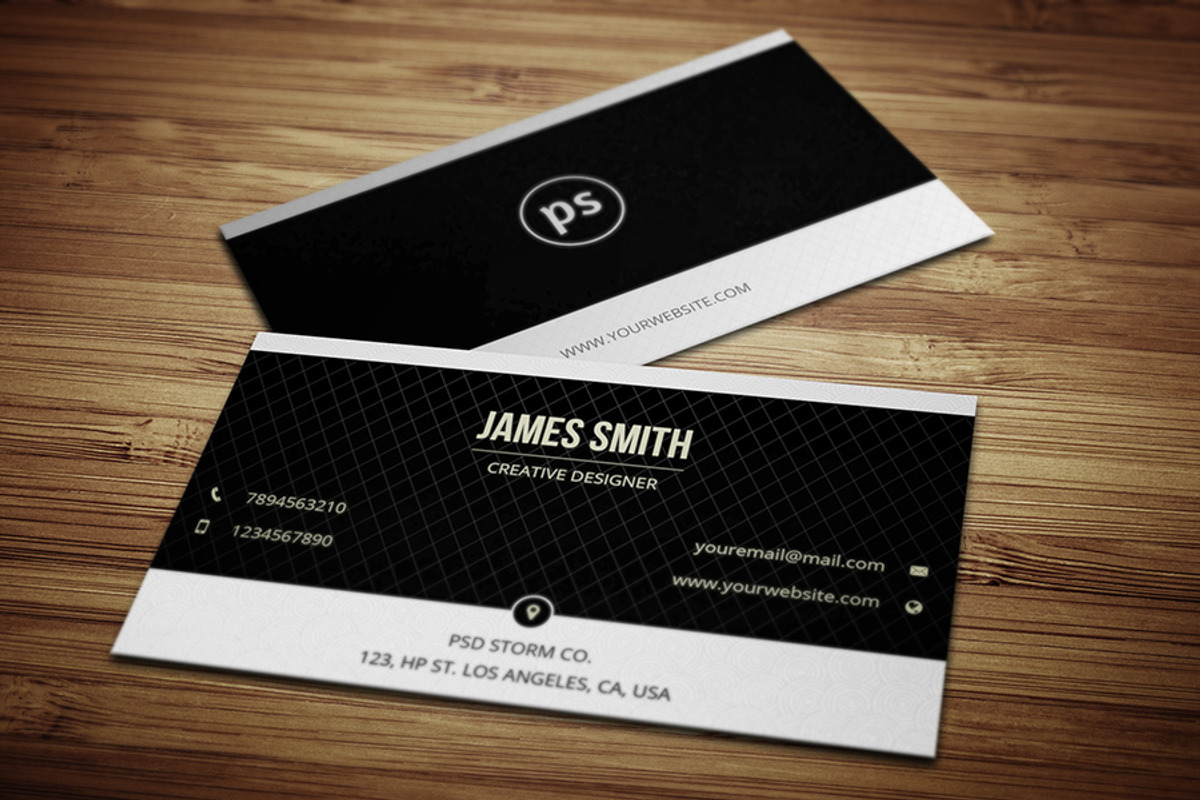 Black & White Minimal Business Card3, a Business Card Template by PSD Storm (Photo 3 of 6)