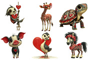Whimsical Valentine Baby Animals, an Illustration by DreamArtGraphic (Thumbnail 2 of 4)