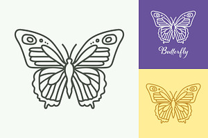 outline style butterfly design, a Branding & Logo Template by Saba Vector