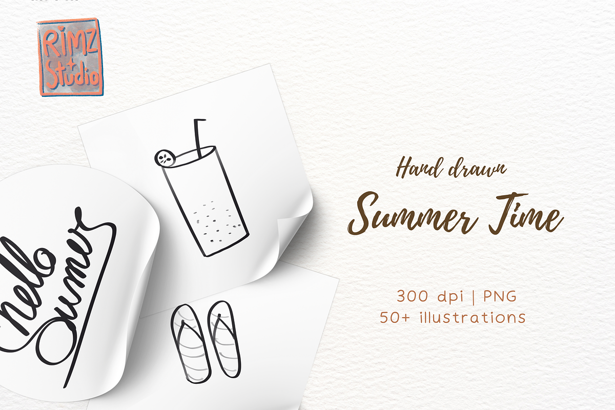 Hand drawn summer time elements, an Illustration by RimzStudio (Photo 3 of 10)