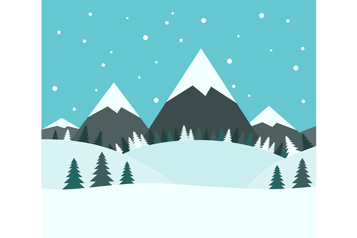 Beautiful snowy winter landscape, an Illustration by inimalGraphic