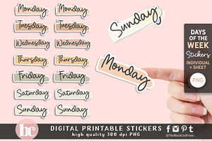 Days Of The Week Stickers PNG EPS