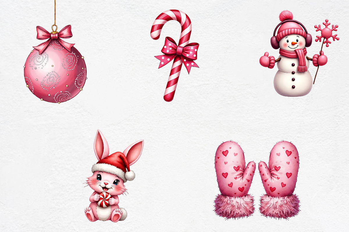 Pink Sweet Cute Christmas Clipart, an Illustration by CrexoraLab (Photo 4 of 5)
