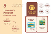 Travel Stickers and Retro Postage, an Object Illustration by Lettering_Logo (Thumbnail 5 of 14)