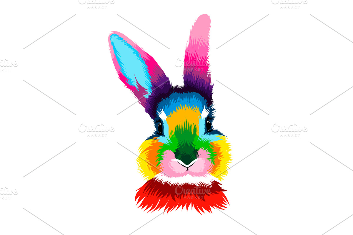 rabbit head portrait, hare, an Animal Illustration by 3D Tai