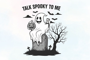 Halloween Ghost Talk Spooky to Me, an Illustration by CraftArtStudio