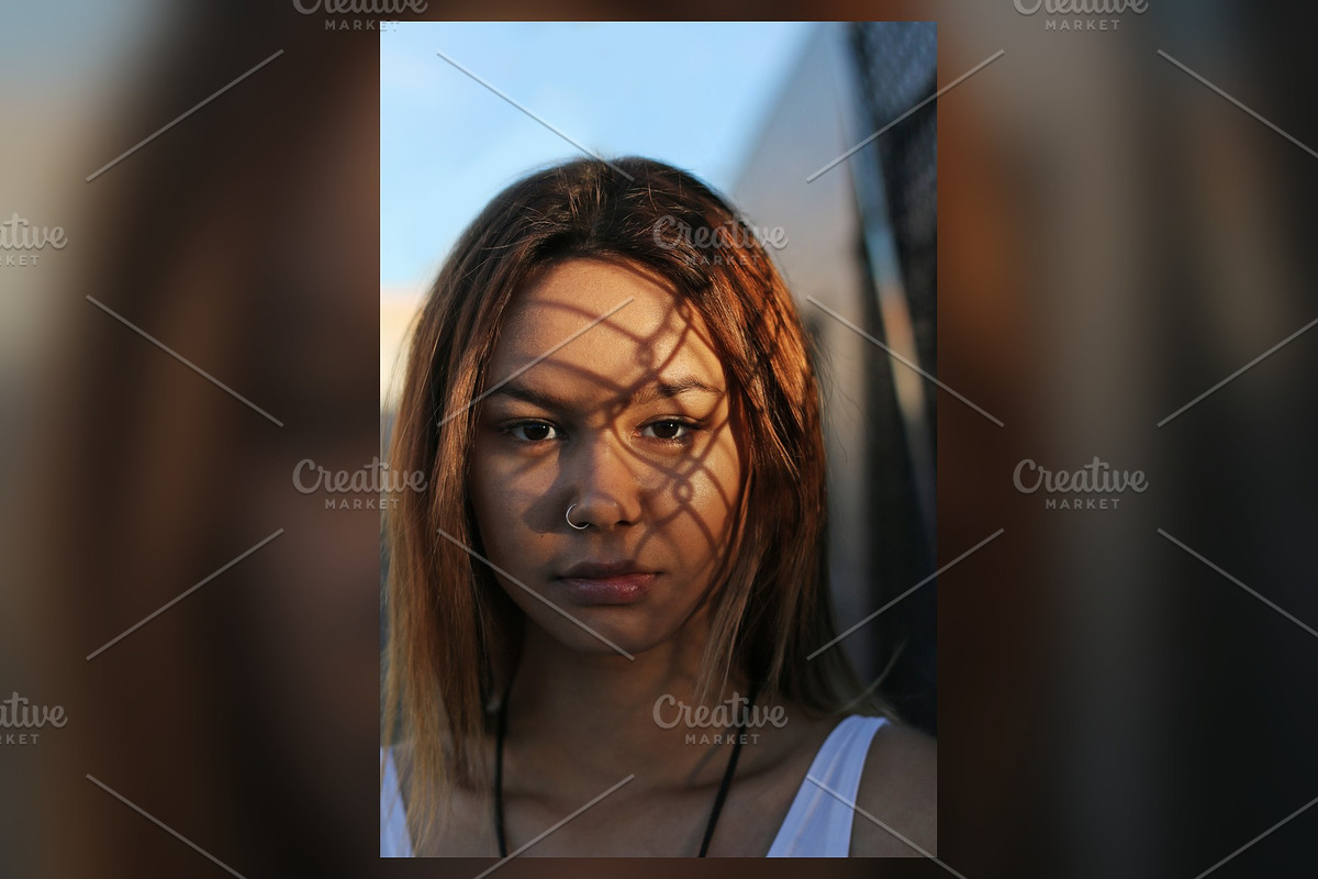 Fence Shadow Portrait, Golden Hour, a Beauty & Fashion Photo by Chris Joel Campbell (Photo 1 of 2)