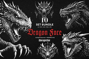 10 Bundle Dark Art Dragon Face, an Illustration by Morspective